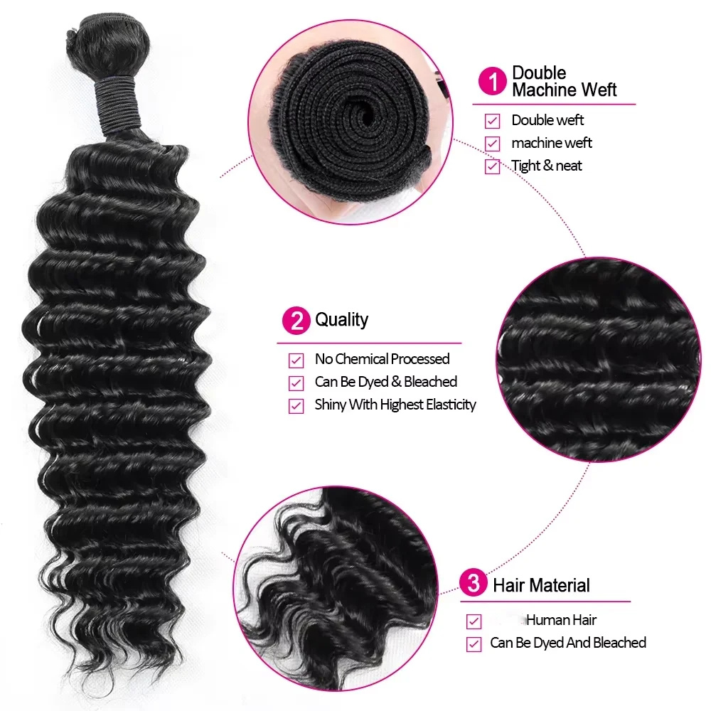 Brazylijskie dziewicze włosy l – Deep Wave 3 Bundles With Closure recenzja i cena